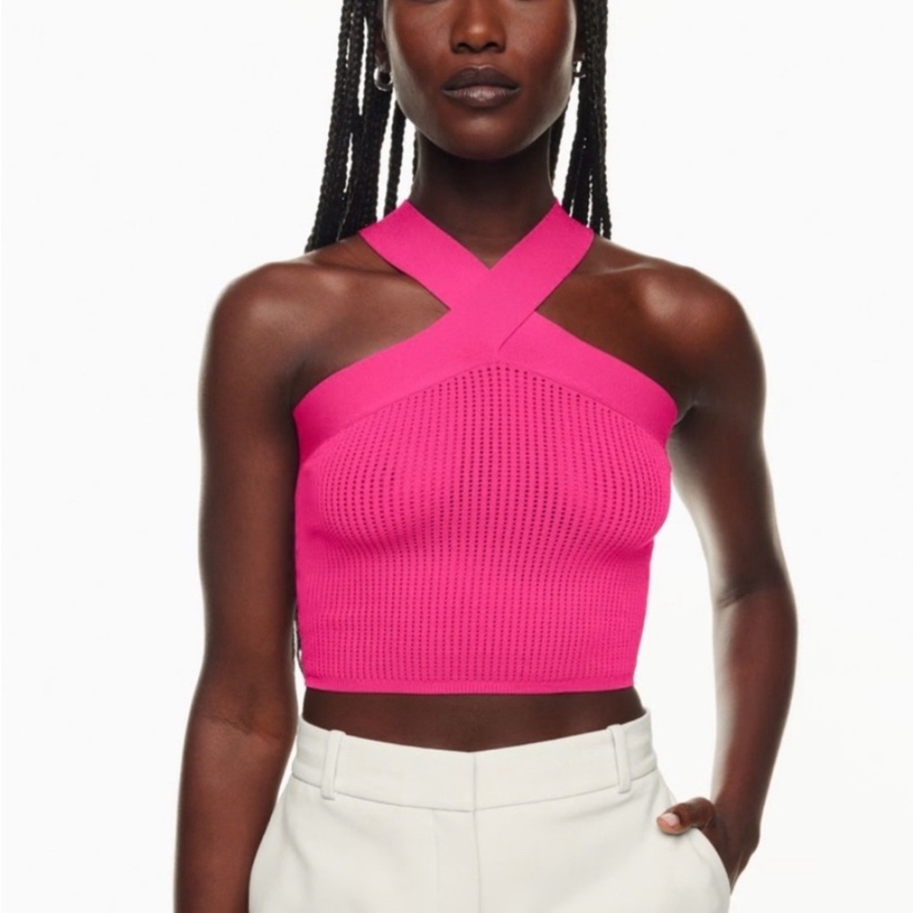 Zara Pink Cross-Strap Crop Top